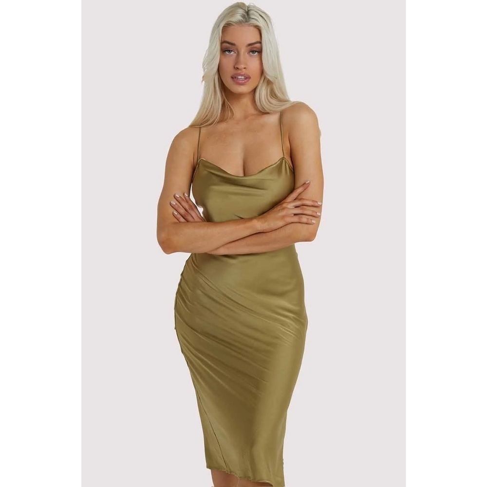 Kilo Brava Cowl Satin Midi Slip Dress